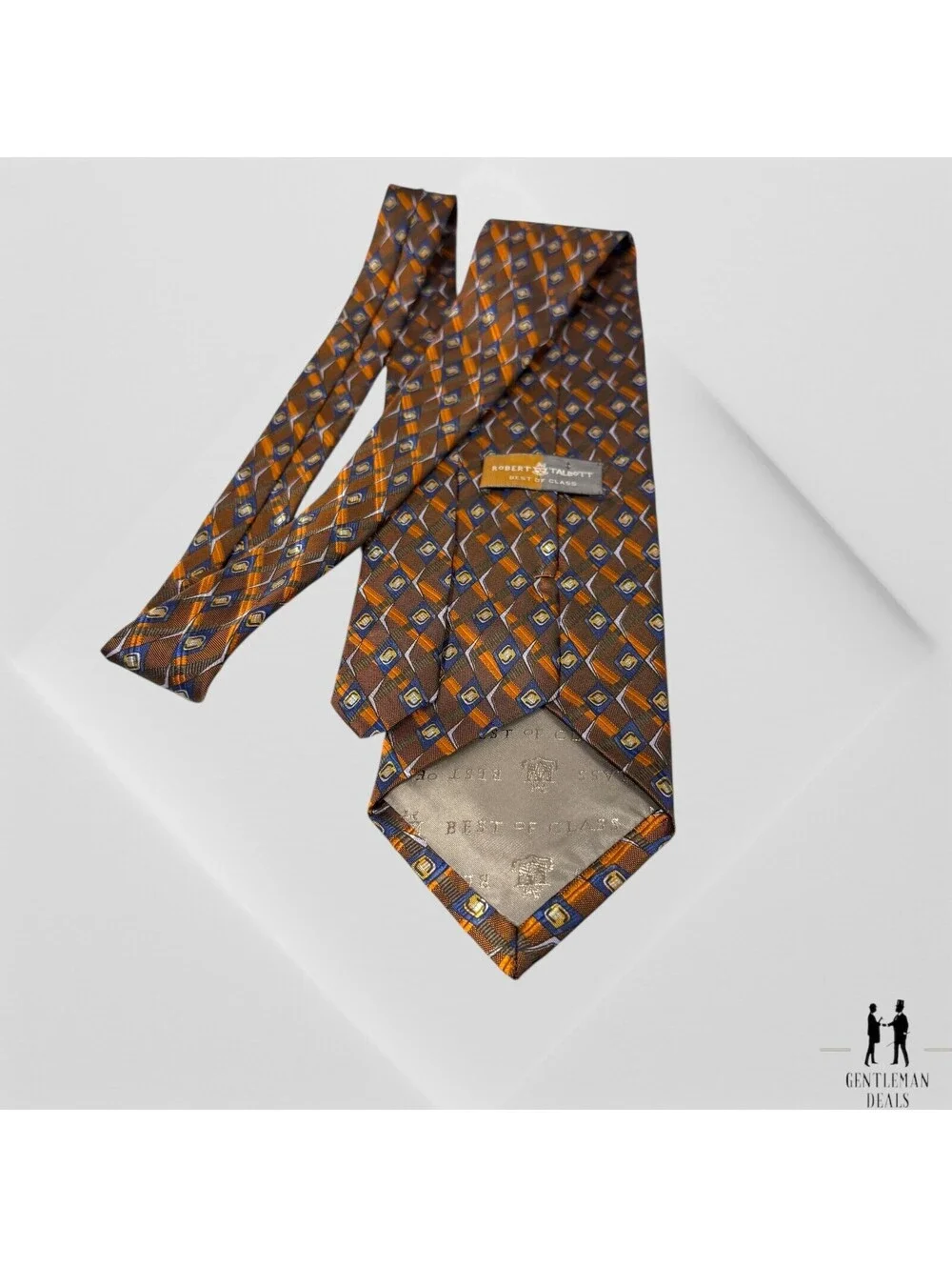 Robert Talbott Best of Class Men's Silk Necktie Designer Geometric Brown 59x4
